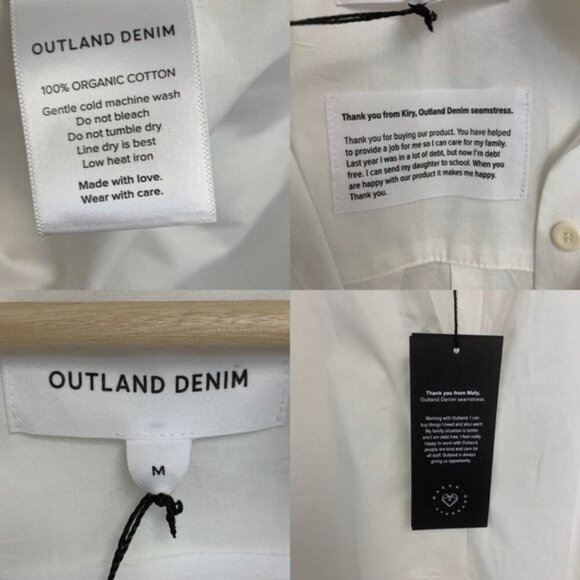 Outland Denim organic cotton Margot button down Shirt - White Sz M NWT - Picture 10 of 10